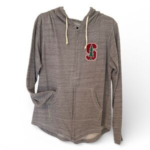 Stanford Tree Logo Gray Lightweight Zip-Up Hoodie - women’s